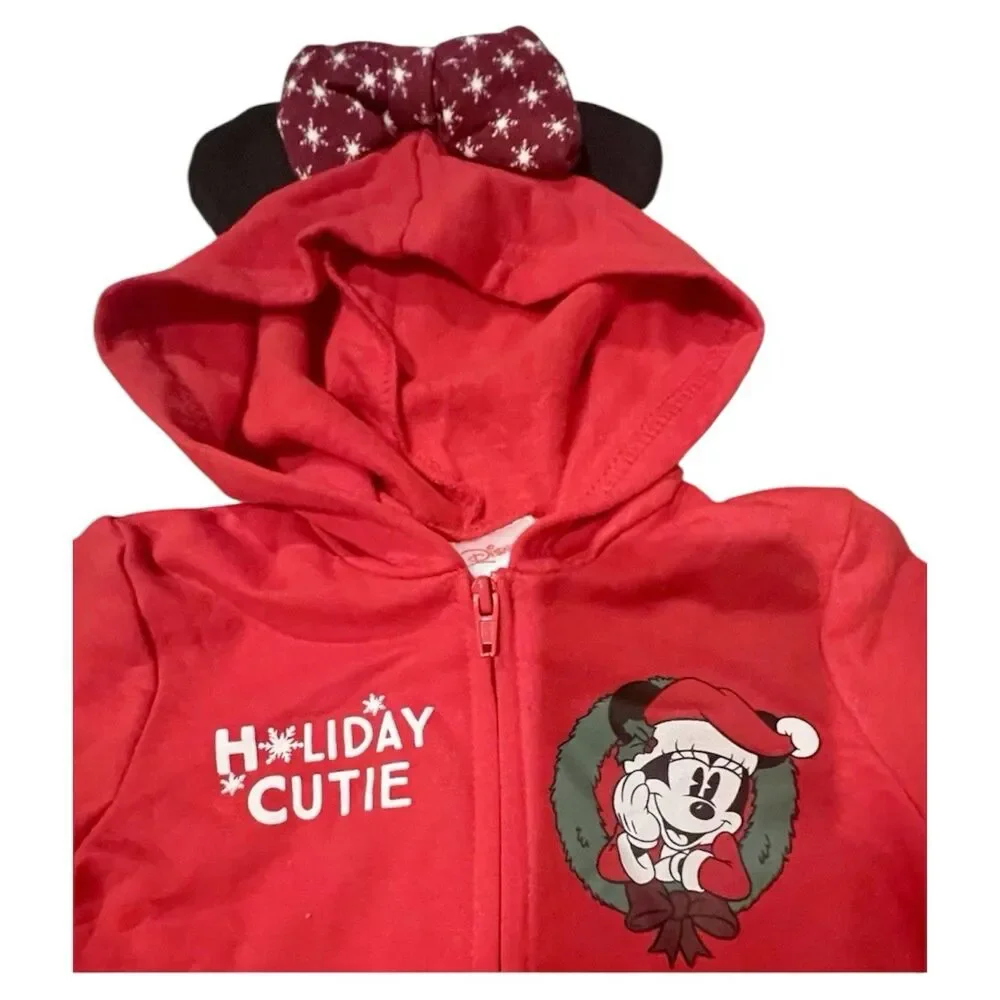 Disney Baby Minnie Mouse Holiday Cutie Red Romper Size 12 Months